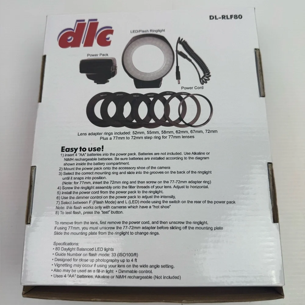 DLC DL-RLF80 LED Hybrid Hybrid Ringlight And Flash Open Box READ